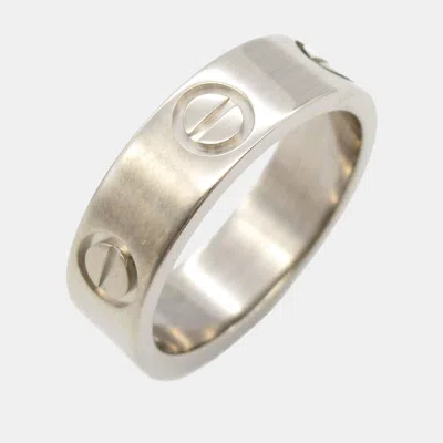 Pre-owned Cartier Love 18k White Gold Band Ring Eu 50