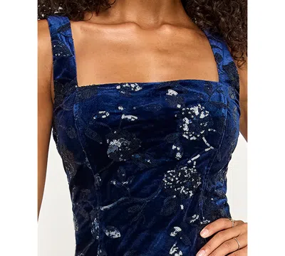 Katia Rae Juniors' Embellished Square Neck Dress In Blue