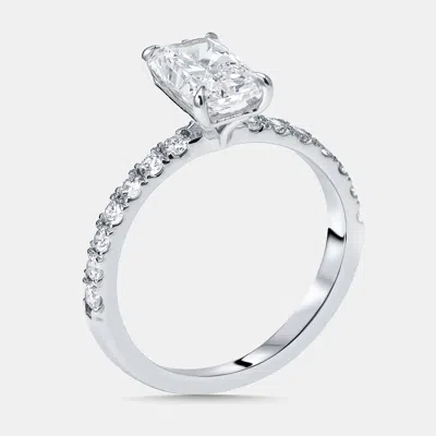 Pre-owned The Diamond Edit 1.8 Cts Radiant Round Lab Grown Diamonds 18k White Gold Ring Size 50