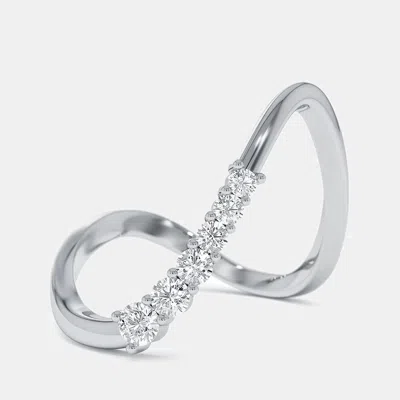 Pre-owned The Diamond Edit 0.35 Cts Round Lab Grown Diamonds 18k White Gold Ring Size 52