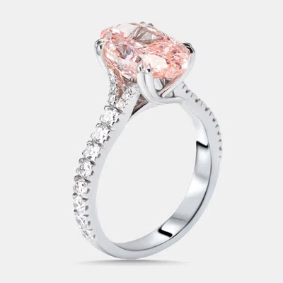 Pre-owned The Diamond Edit 4.8 Cts Pink Oval Round Lab Grown Diamonds 18k White Gold Ring Size 52
