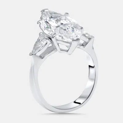 Pre-owned The Diamond Edit 5.5 Cts Marquise Pear Lab Grown Diamonds 18k White Gold Ring Size 53