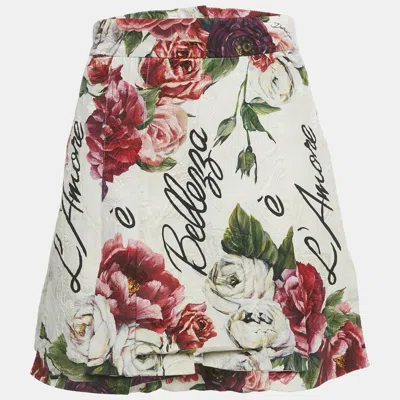 Pre-owned Dolce & Gabbana Multicolor Floral Print Jacquard Pleated Mini Skirt S