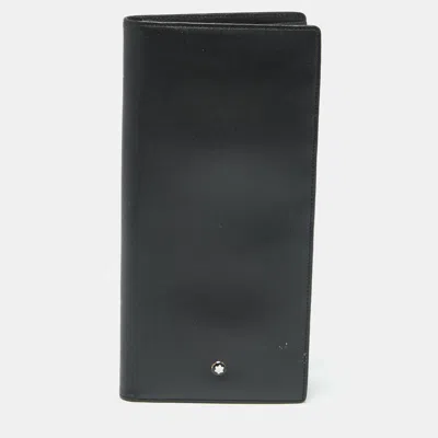 Pre-owned Montblanc Black Leather Meisterstuck Bifold Long Wallet