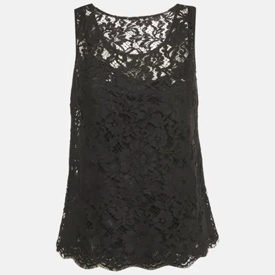 Pre-owned Dolce & Gabbana Black Lace Sleeveless Top S