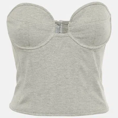 Pre-owned Magda Butrym Grey Cotton Blend Strapless Bustier Top S In Gray