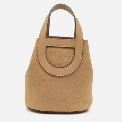 Pre-owned Hermes Hermès Biscuit Taurillon Clemence And Swift Leather In The Loop 18 Bag In Gray