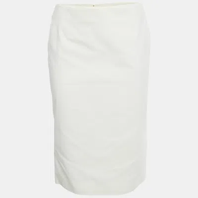 Pre-owned Alexander Mcqueen White Cotton Midi Skirt M