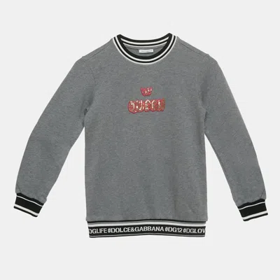 Pre-owned Dolce & Gabbana Kids Grey Queen Applique Sweatshirt 6yrs In Gray