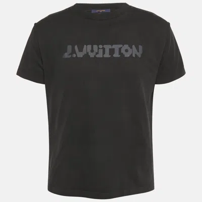 Pre-owned Louis Vuitton Black Logo Print Jersey Crewneck T-shirt M