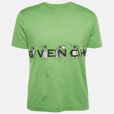 Pre-owned Givenchy Green Logo Embroidered Jersey Slim Fit T-shirt M