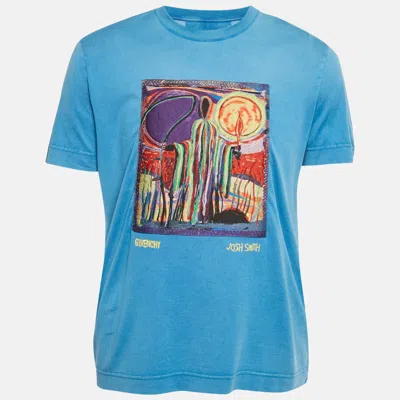 Pre-owned Givenchy X Josh Smith Blue Applique Jersey Slim Fit T-shirt M