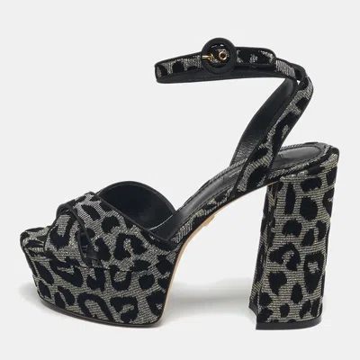 Pre-owned Dolce & Gabbana Silver Lurex Fabric Ankle Strap Sandals Size 38