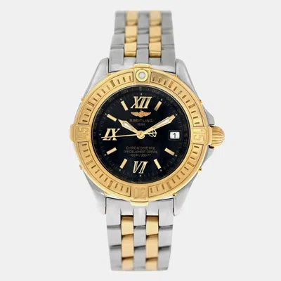 Pre-owned Breitling Cockpit Lady D67365 Quartz Black 18k Yellow Gold Stainless Steel Women's Wristwatch 31 Mm