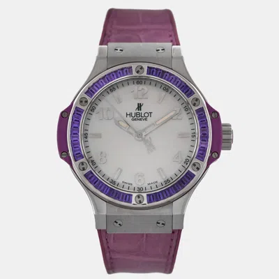 Pre-owned Hublot Big Bang 361.sv.6010.lr.1905 Quartz White Stainless Steel Women's Wristwatch 38 Mm In Silver