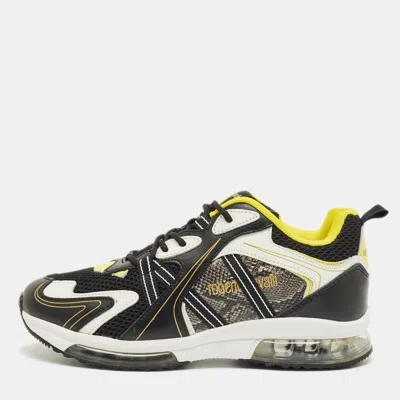 Pre-owned Roberto Cavalli Multicolor Leather And Mesh Low Top Sneakers Size 38