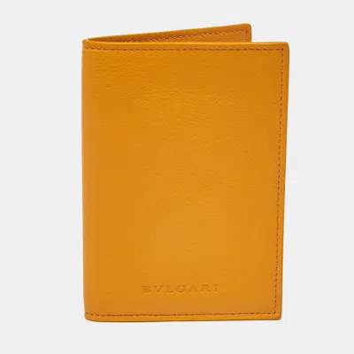 Pre-owned Bvlgari Mustard Leather Passport Holder In Yellow
