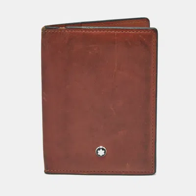 Pre-owned Montblanc Brown Leather Meisterstuck Bifold Card Holder
