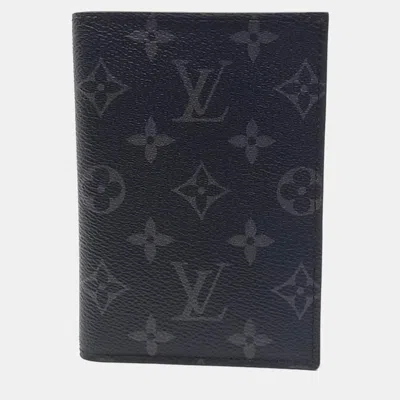 Pre-owned Louis Vuitton Grey Pvc Eclipse Passport Wallet In Gray