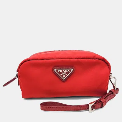Pre-owned Prada Red Nylon Fabric Pouch