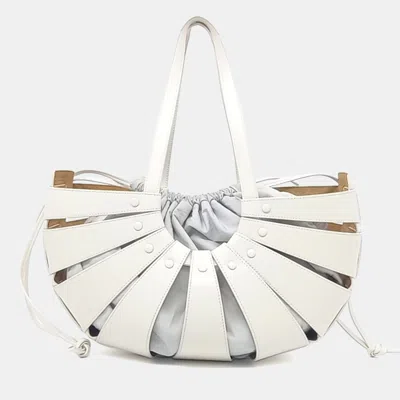 Pre-owned Bottega Veneta White Leather The Shell Tote Bag