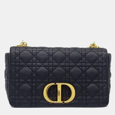 Pre-owned Dior Black Leather Caro Bag Medium