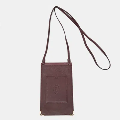 Pre-owned Cartier Phone Crossbody Bag In Burgundy