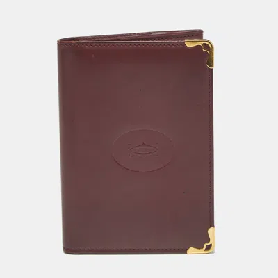 Pre-owned Cartier Business Card Holder In Burgundy