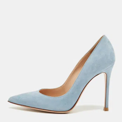 Pre-owned Gianvito Rossi Blue Suede Gianvito 85 Pumps Size 34