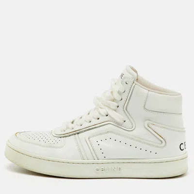 Pre-owned Celine White Leather Ct-01 Z High Top Sneakers Size 36