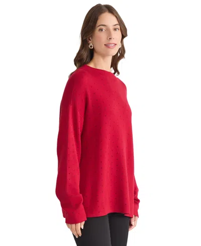 Jones New York Women's Funnel Mock Neck Heatset Sweater In Red