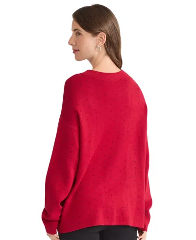 Jones New York Women's Funnel Mock Neck Heatset Sweater In Red