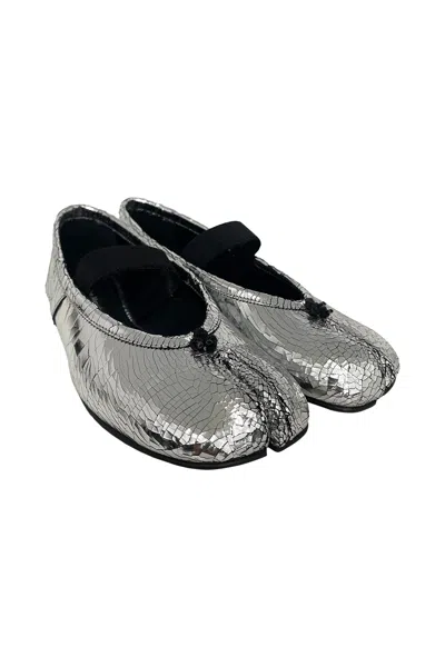 Maison Margiela Tabi Ballerina Broken Mirror Shoes In Silver