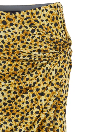Versace Skirt Cheetah Foulard On Responsible Heavy Viscose Liquid Jersey In Yellow
