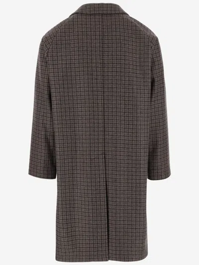 Tagliatore Houndstooth Pattern Jacket With Structured Collar And Flap Pockets In Brown