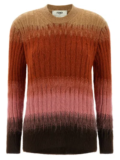 Fendi Gradient Mohair And Wool Fitted Jumper Clothing In Multi