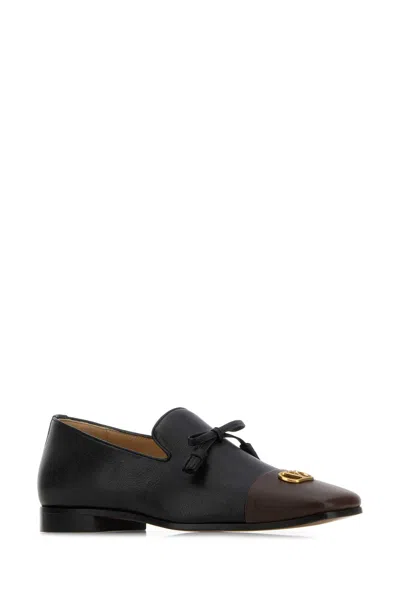 Valentino Two-tone Leather Loafers Tassel Detail In Black