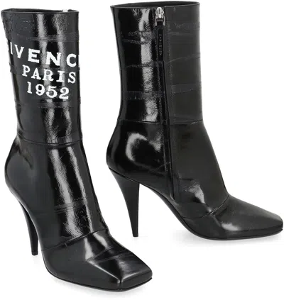 Givenchy Sliced Square Patent Leather Ankle Boots In Black