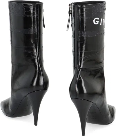 Givenchy Sliced Square Patent Leather Ankle Boots In Black