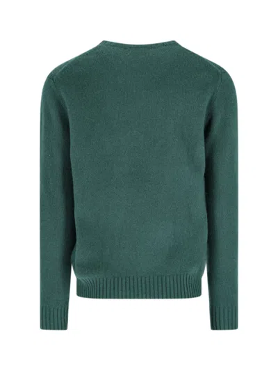 Polo Ralph Lauren Crew Neck Knit Sweater With Ribbed Textures In Green