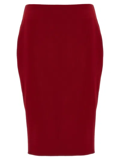Saint Laurent Fitted Midi And Knee-length Skirt In Red