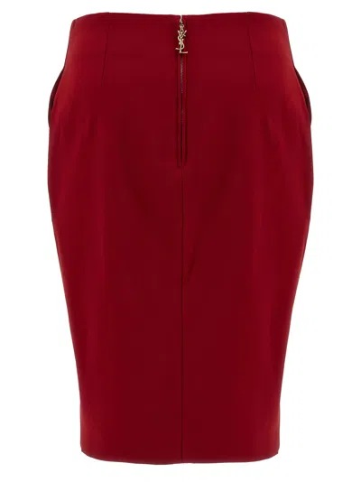 Saint Laurent Fitted Midi And Knee-length Skirt In Red