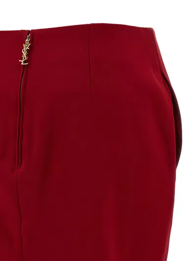 Saint Laurent Fitted Midi And Knee-length Skirt In Red