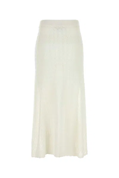 Ganni Women White Crochet Skirt In White