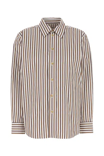 Bottega Veneta Knot-button Striped Cotton Button-down Shirt In Multi