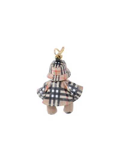 Burberry Thomas Bear Check-pattern Keyring In Gold