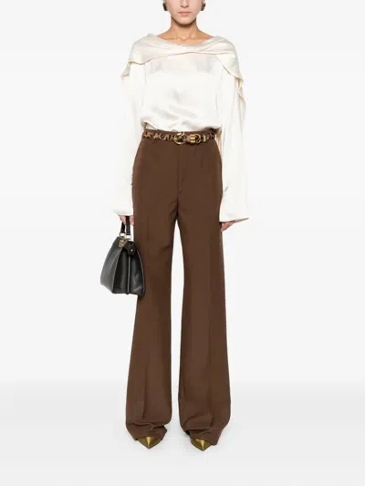 Gucci Pressed-crease Trousers In Brown