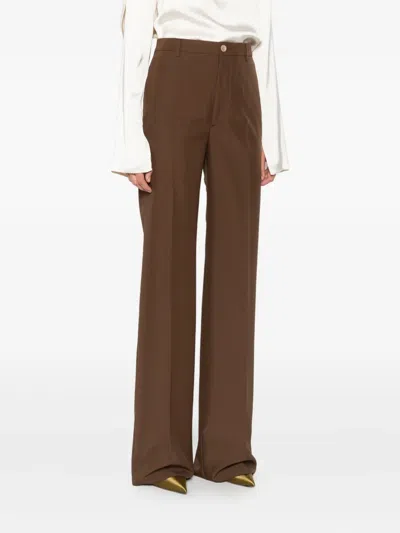 Gucci Pressed-crease Trousers In Brown