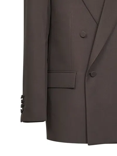 Gucci Double-breasted Technical Panama Jacket In Brown