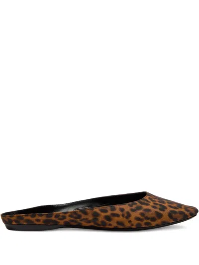 Saint Laurent Leopard Lido Ballerina In Brown